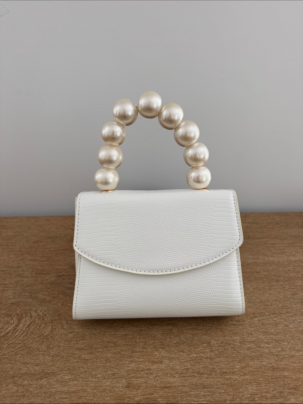 Olga Berg Peta Pearl Handle Bag in White